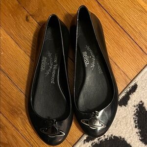 Vivienne Westwood Black Patent Orb Ballet Flats